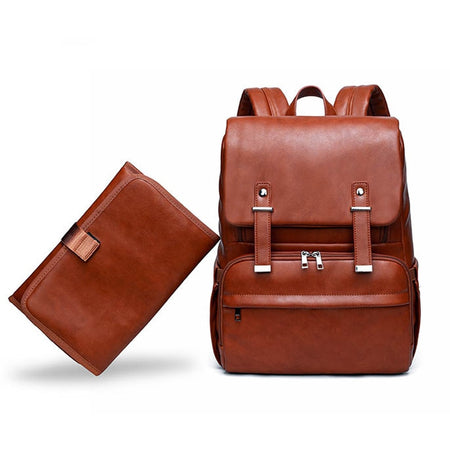 Sac à langer de luxe - Élégant & résistant ; marron camel