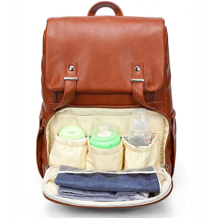 Sac à langer de luxe - Élégant & résistant ; marron camel